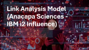 Link Analysis Model training slide on Anacapa Sciences and IBM i2 influence for intelligence analysis training.