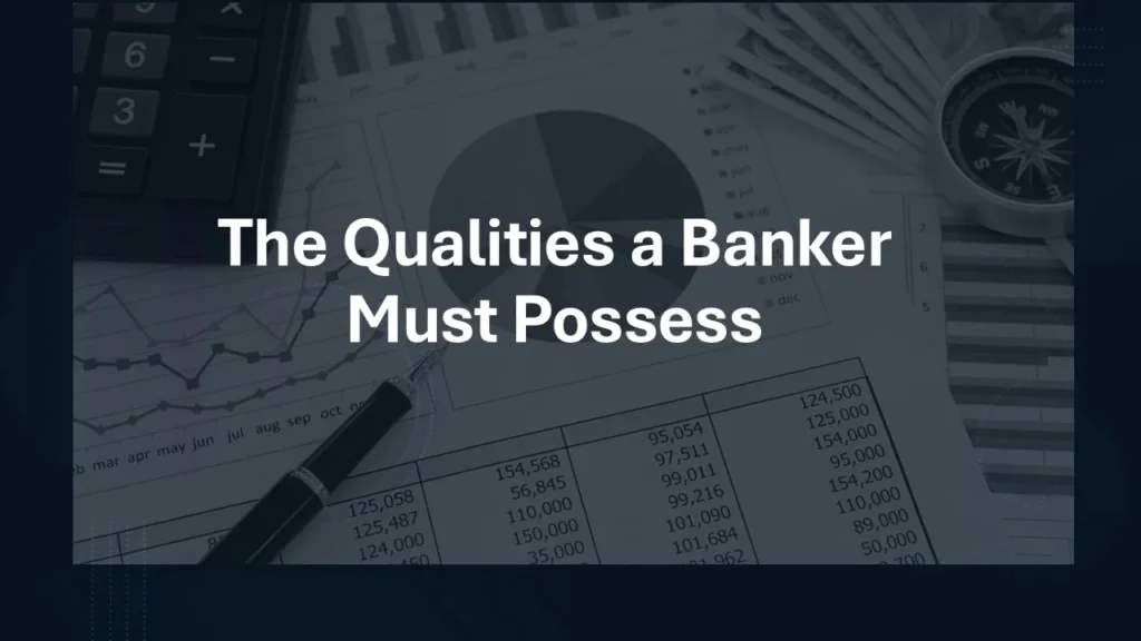 Professional banker demonstrating integrity, accuracy, customer care and secure handling of financial information in a modern bank.
